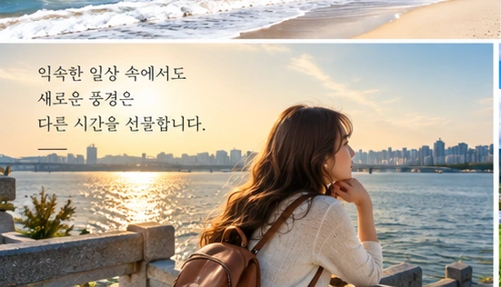 해질 무렵 바다를 바라보는 김모아 에디터